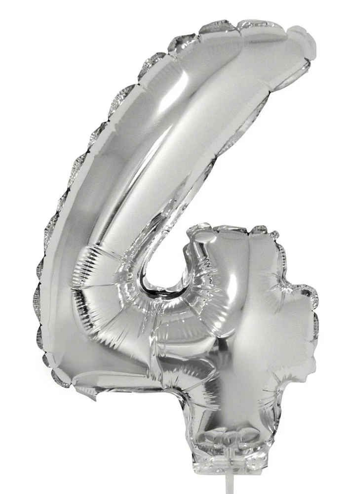 Zahlen Folienballon 41 cm mit Stab - Silber | Dekoration Geburtstag Jahrestag