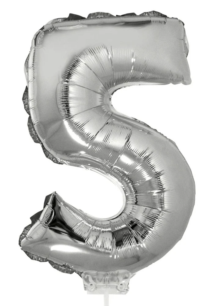 Zahlen Folienballon 41 cm mit Stab - Silber | Dekoration Geburtstag Jahrestag