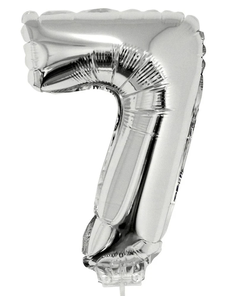 Zahlen Folienballon 41 cm mit Stab - Silber | Dekoration Geburtstag Jahrestag