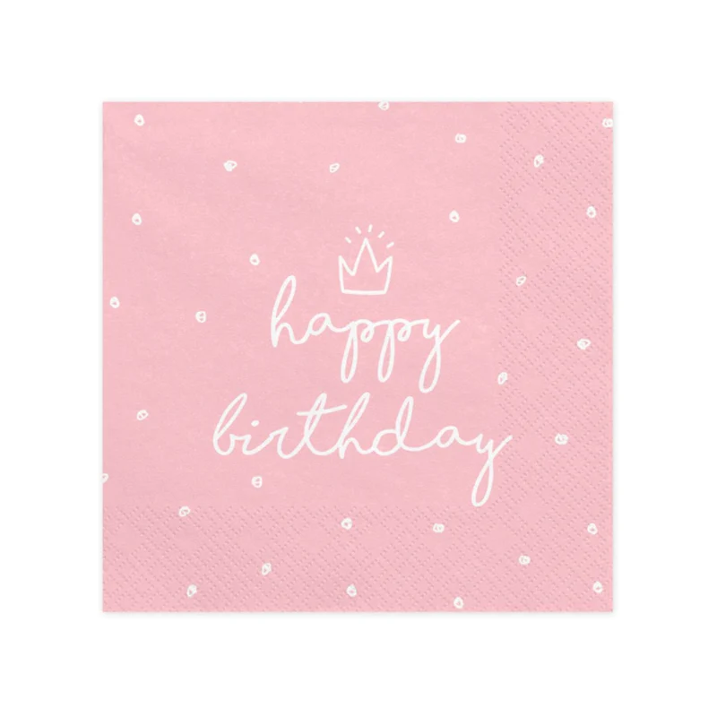 Servietten "Happy Birthday" 20Stk./33x33cm | Rosa
