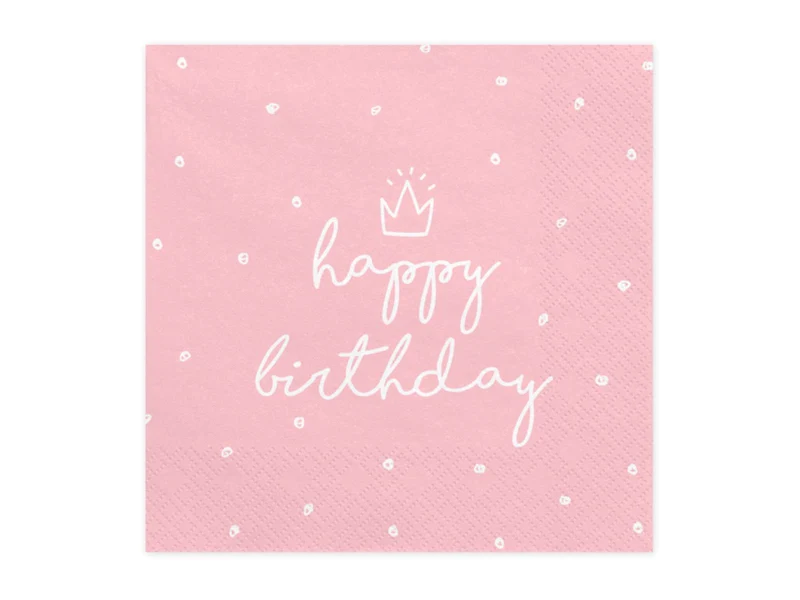 Servietten "Happy Birthday" 20Stk./33x33cm | Rosa