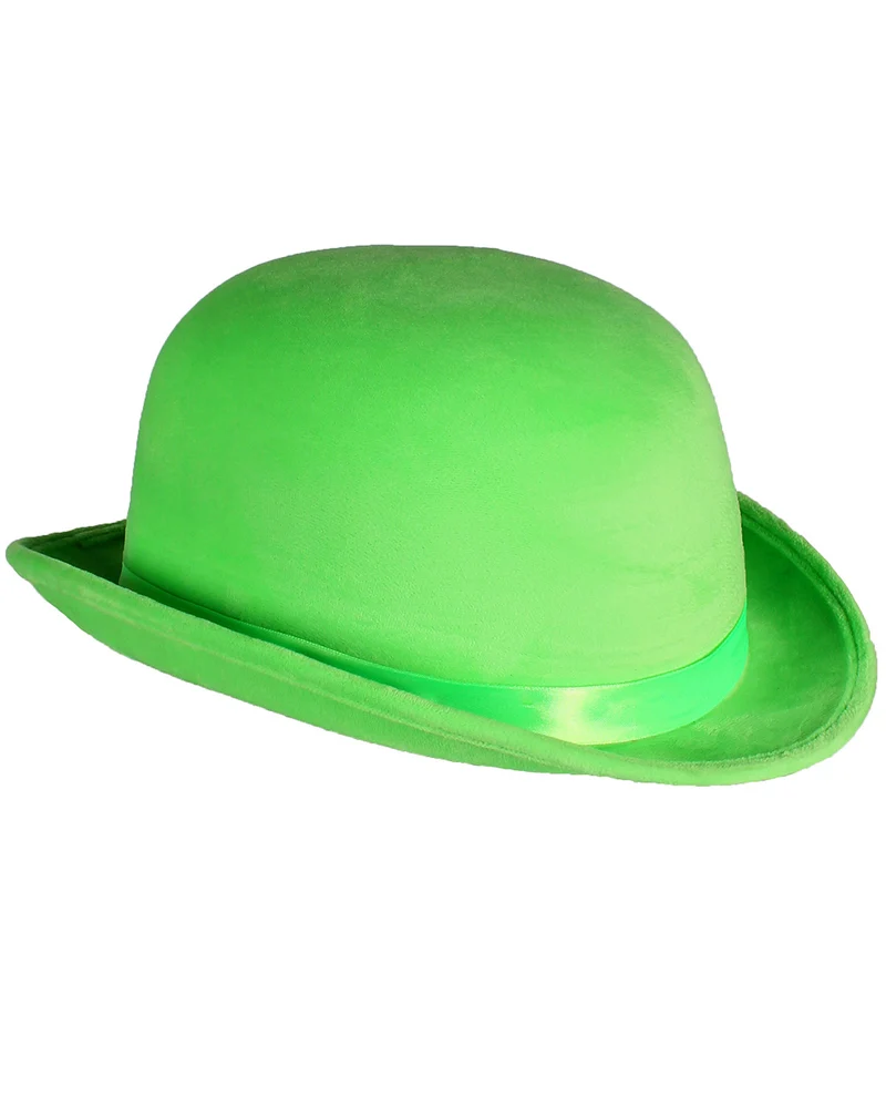 Melone "Top Colour" Velour mit Satinband 60 cm | Neon Grün