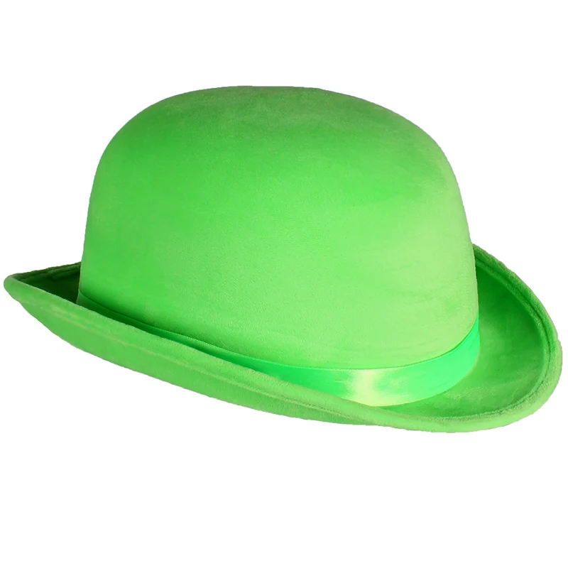 Melone "Top Colour" Velour mit Satinband 60 cm | Neon Grün