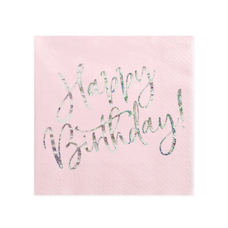 Servietten "Happy Birthday" 20Stk./33x33cm | Rosa