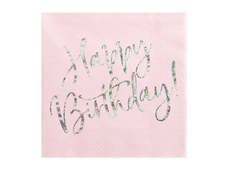 Servietten "Happy Birthday" 20Stk./33x33cm | Rosa