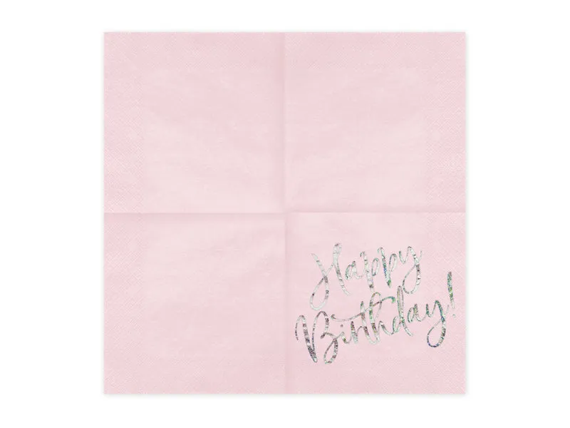 Servietten "Happy Birthday" 20Stk./33x33cm | Rosa