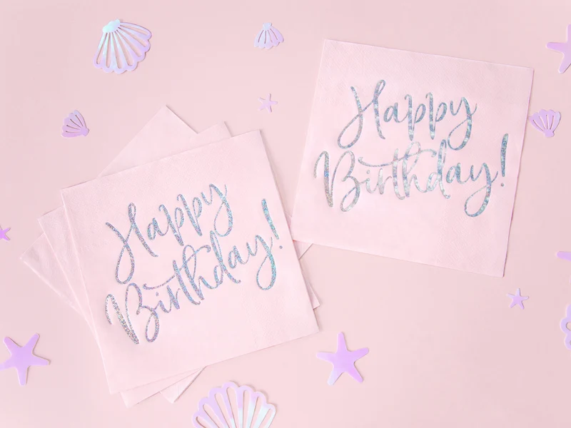 Servietten "Happy Birthday" 20Stk./33x33cm | Rosa