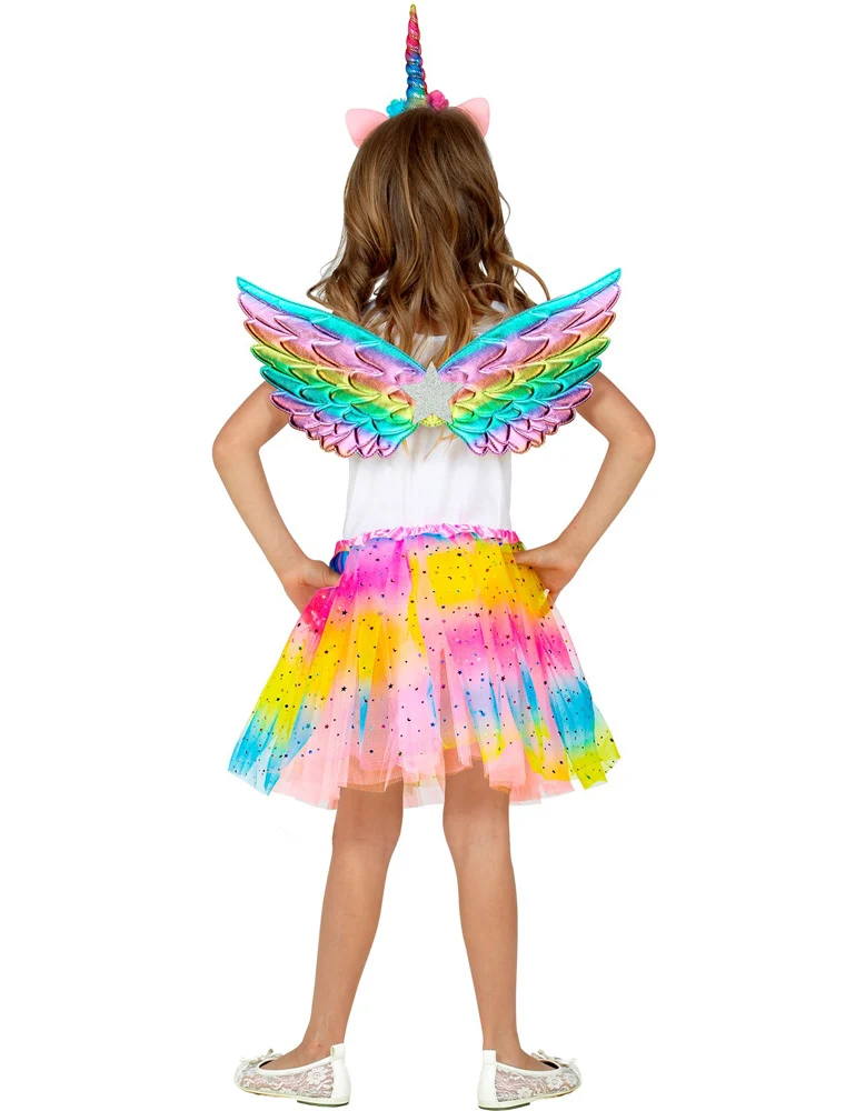 Einhorn Kostüm Set "Rainbow" für Mädchen | 3-tlg. mit Flügeln