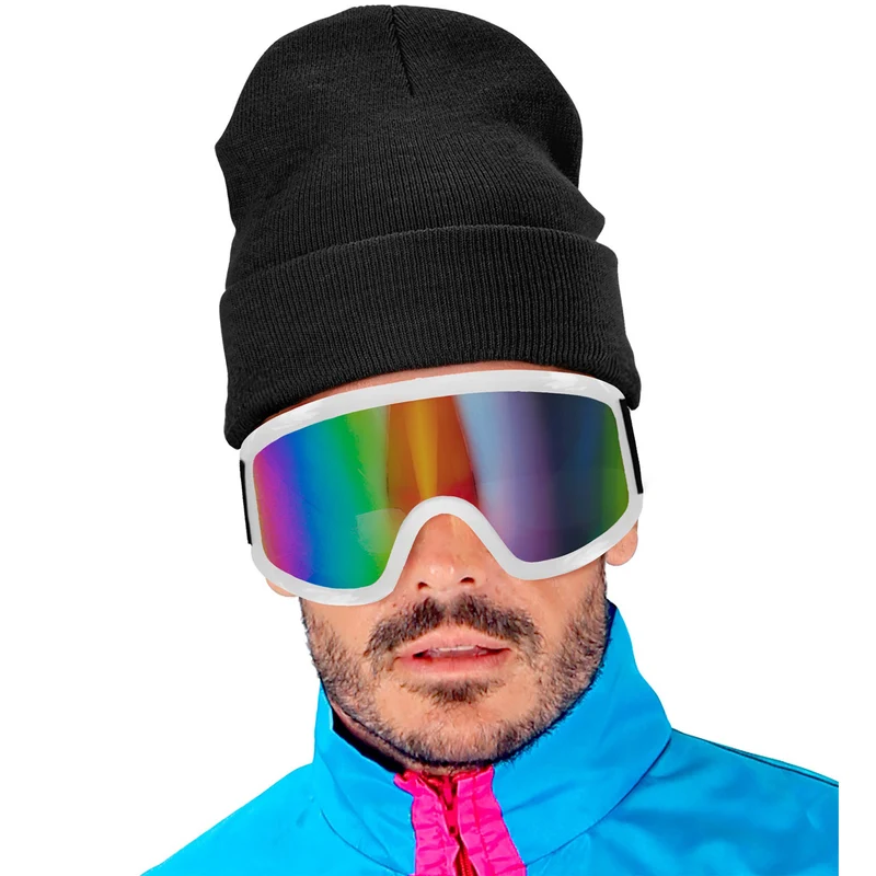 80er Jahre Kostüm Beanie Mütze | Schwarz
