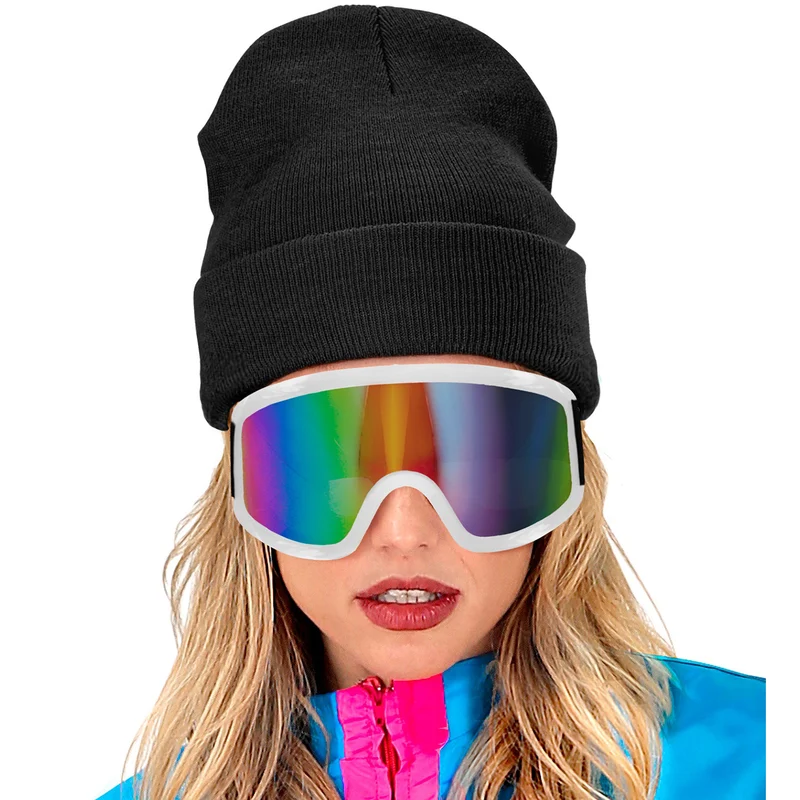 80er Jahre Kostüm Beanie Mütze | Schwarz