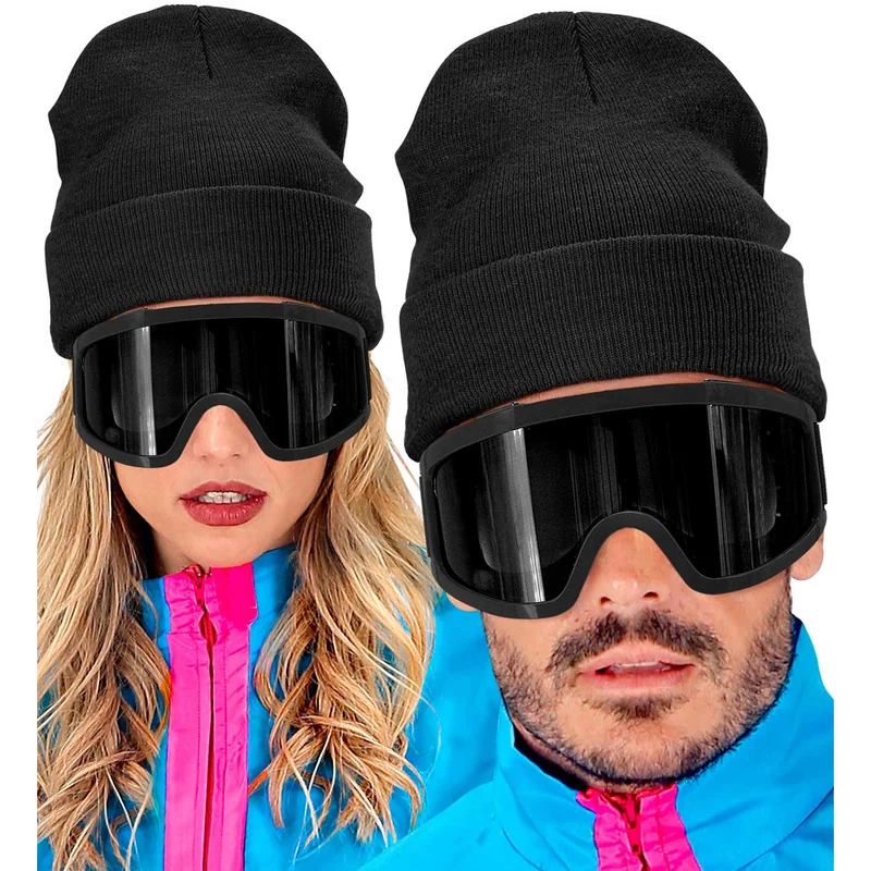 80er Jahre Kostüm Beanie Mütze | Schwarz