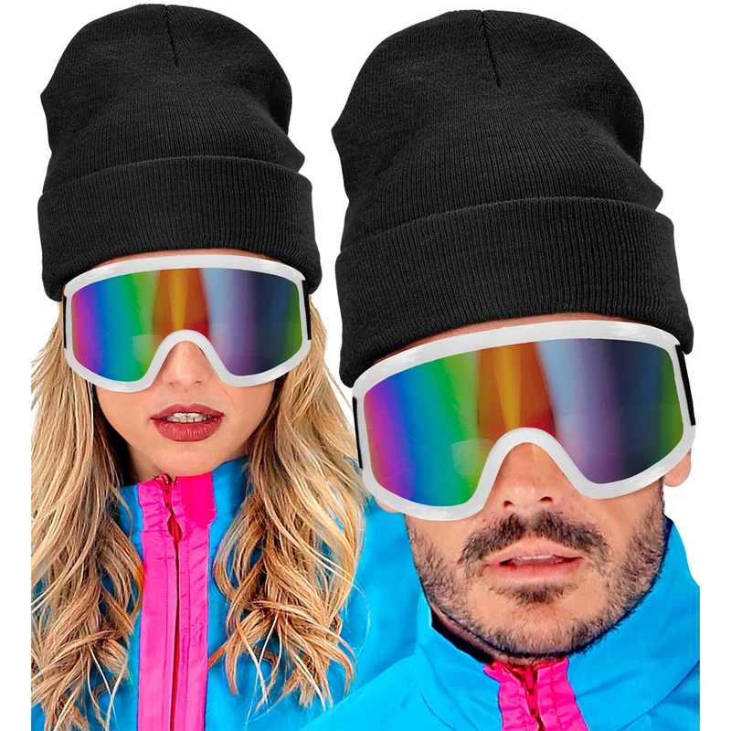 80er Jahre Kostüm Beanie Mütze | Schwarz