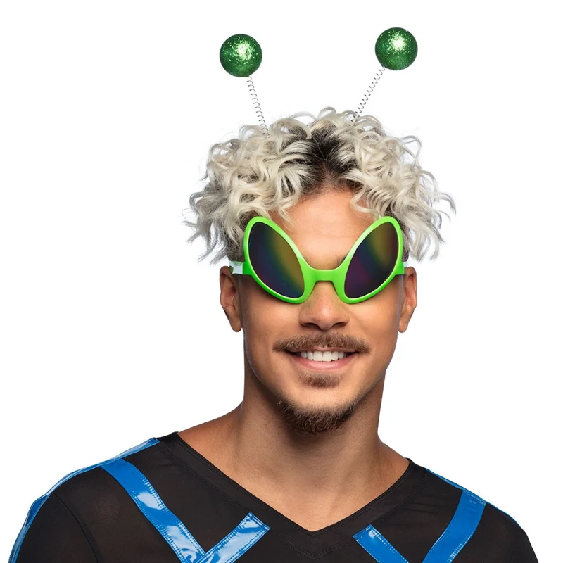 Kostüm-Set "Alien" 2-tlg. | Grün - Diadem und Partybrille