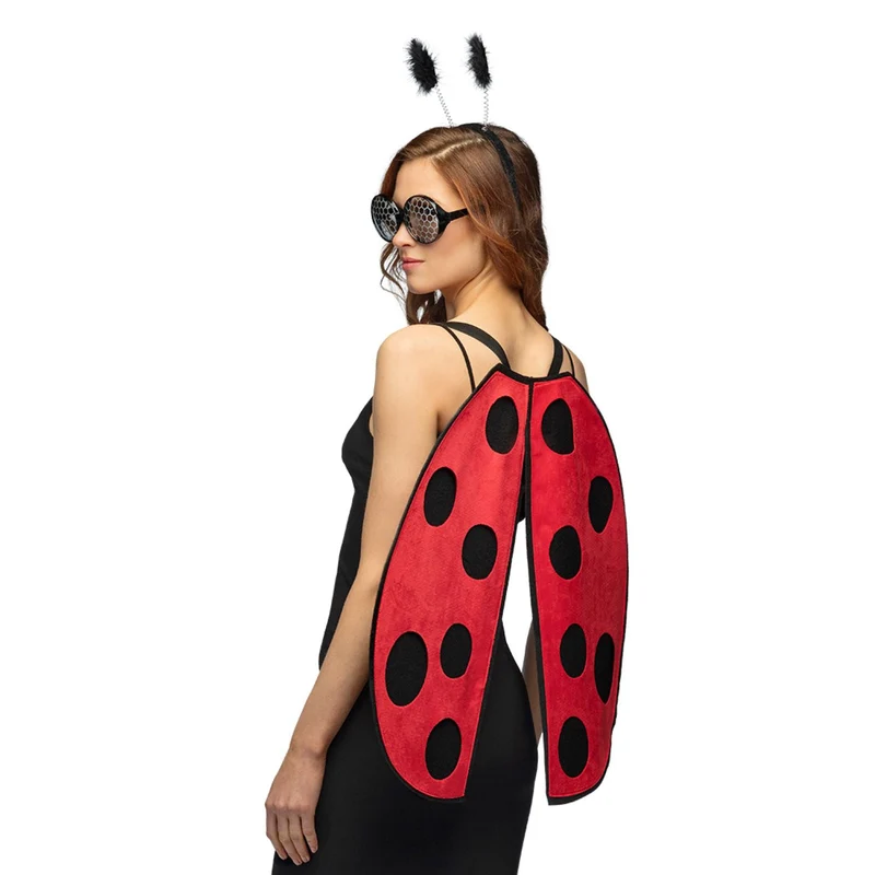 Kostüm-Set "Ladybug" 3-tlg. | Schwarz Rot - Diadem, Flügel und Brille