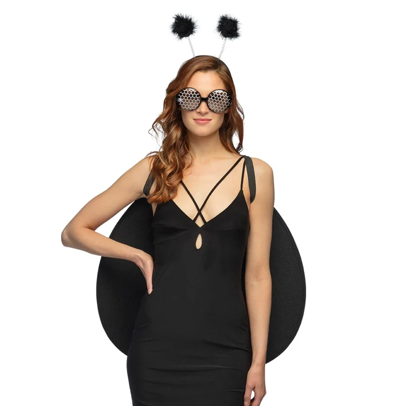 Kostüm-Set "Ladybug" 3-tlg. | Schwarz Rot - Diadem, Flügel und Brille