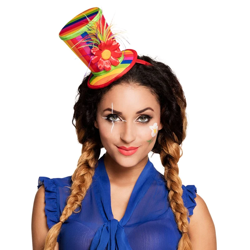 Diadem "Blossom" Haarreif mit Mini Clownshut | Bunt