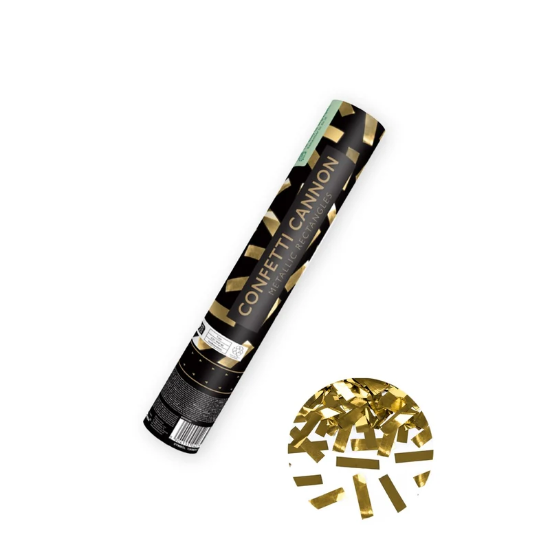 Konfettishooter 28 cm | Rechtecke Gold