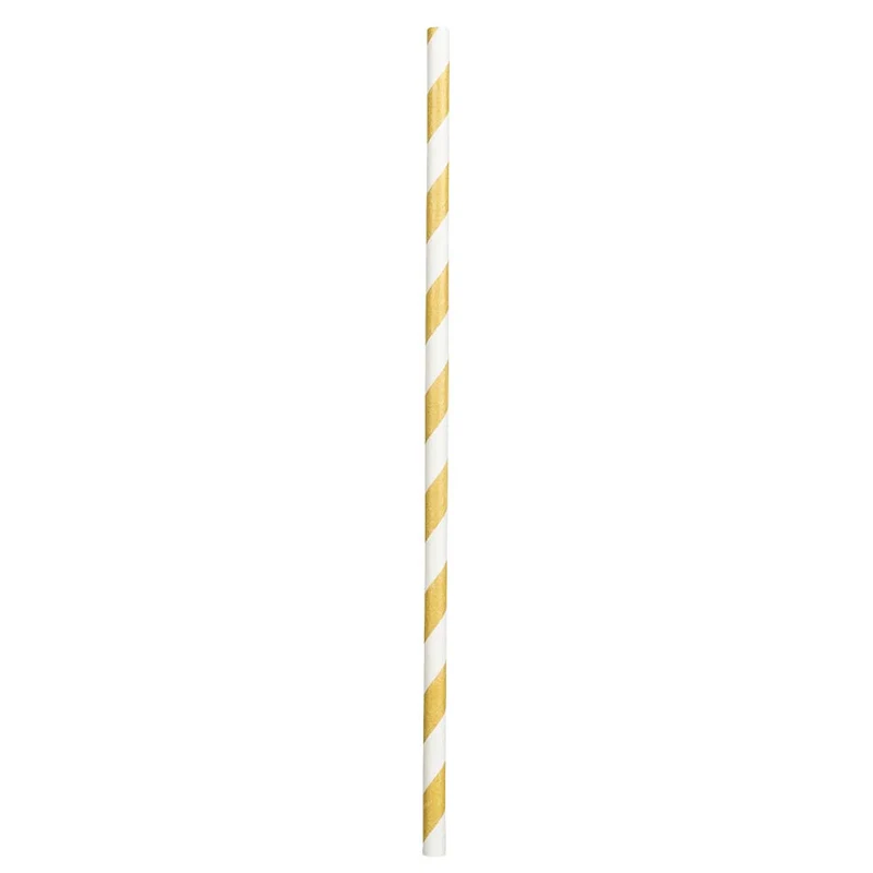 Papierstrohhalme 20 Trinkhalme - 20 cm | Gold Weiß