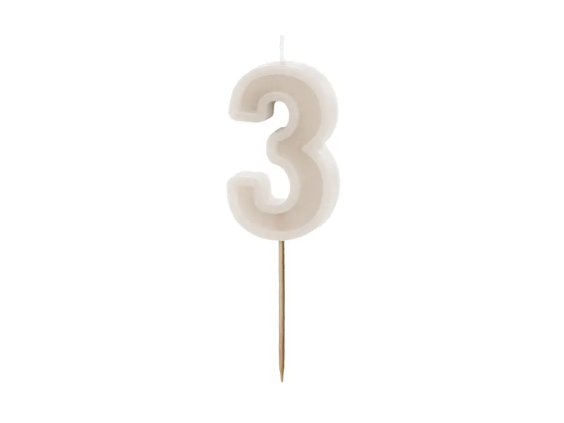 Zahlenkerze #3 | 6 cm Grau