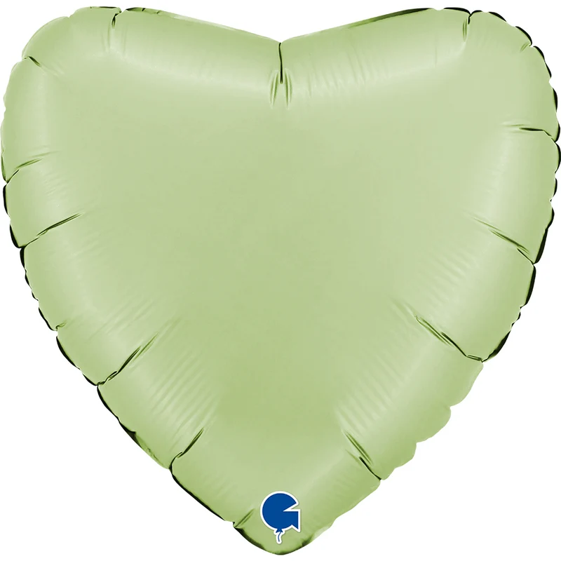 22"/Ø56cm Folienballon Uni Herz | Satin Olivgrün