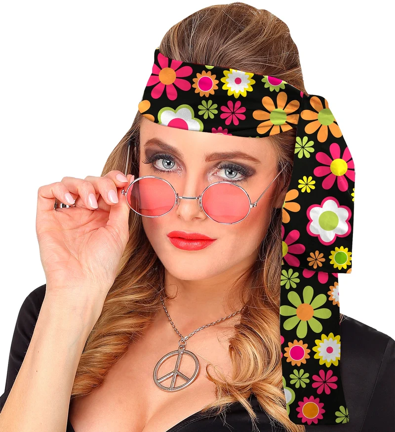 60er Jahre Stirnband "Flowers" 18751 | Mehrfarbig