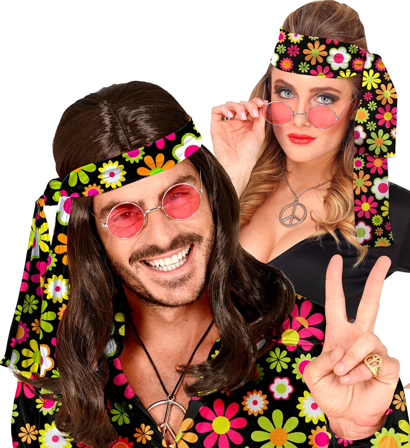 60er Jahre Stirnband "Flowers" 18751 | Mehrfarbig