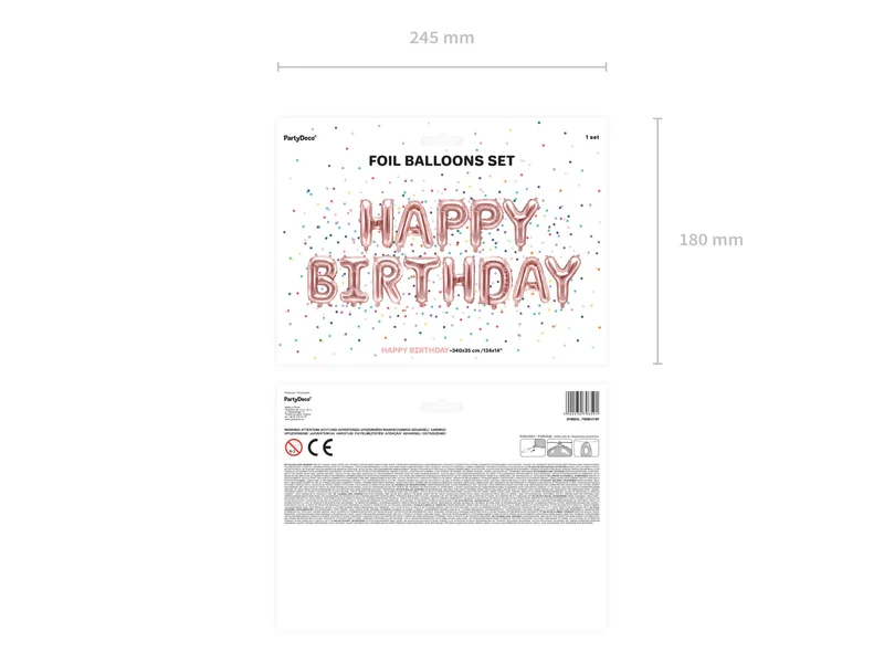 Ballongirlande "HAPPY BIRTHDAY" 340x35cm | Roségold