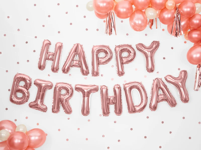 Ballongirlande "HAPPY BIRTHDAY" 340x35cm | Roségold