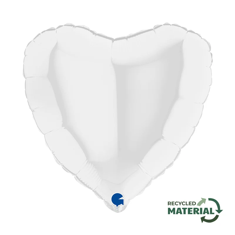 18"/Ø46cm Herz Folienballon Uni | Weiß