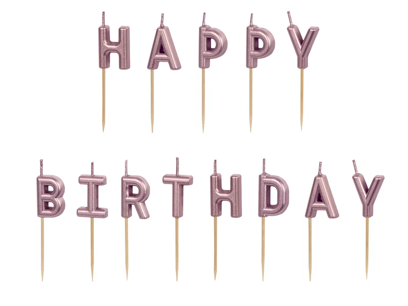 Geburtstagskerzen "Happy Birthday" 2,5 cm | Roségold