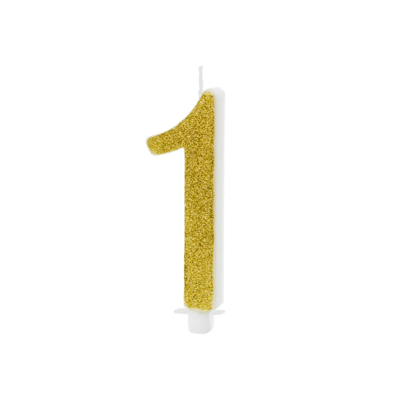 Geburtstagskerze Glitter Gold - 10 cm | Ziffer ''1''