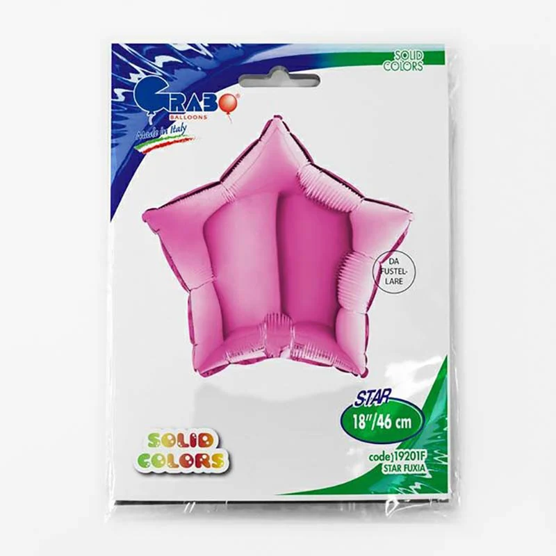 18"/Ø46cm Stern Folienballon Uni | Fuchsia