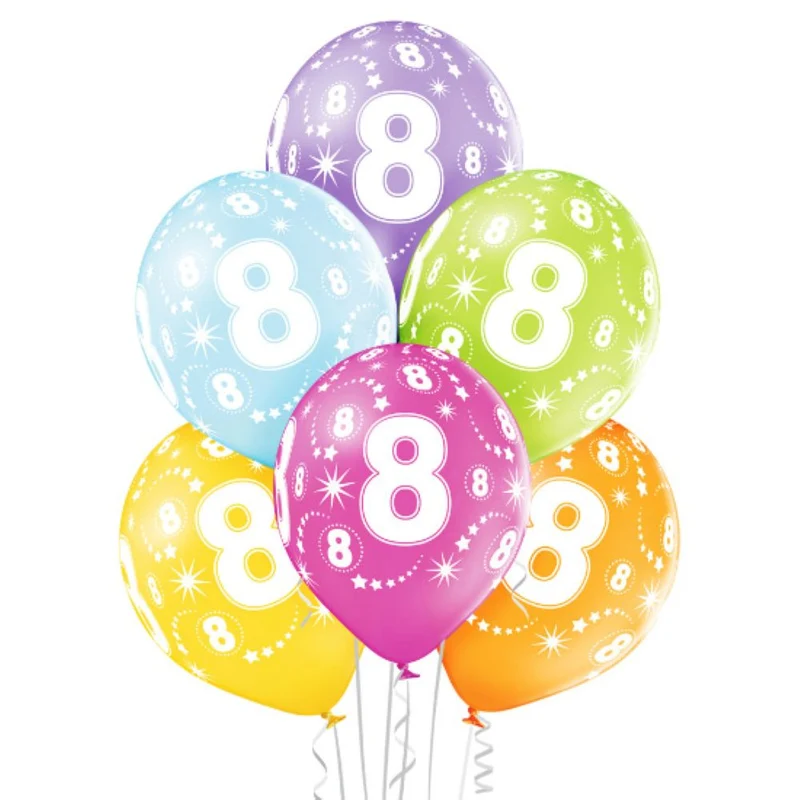 Luftballon Ø30cm Geburtstag #8 | 6 Stk. Bunt