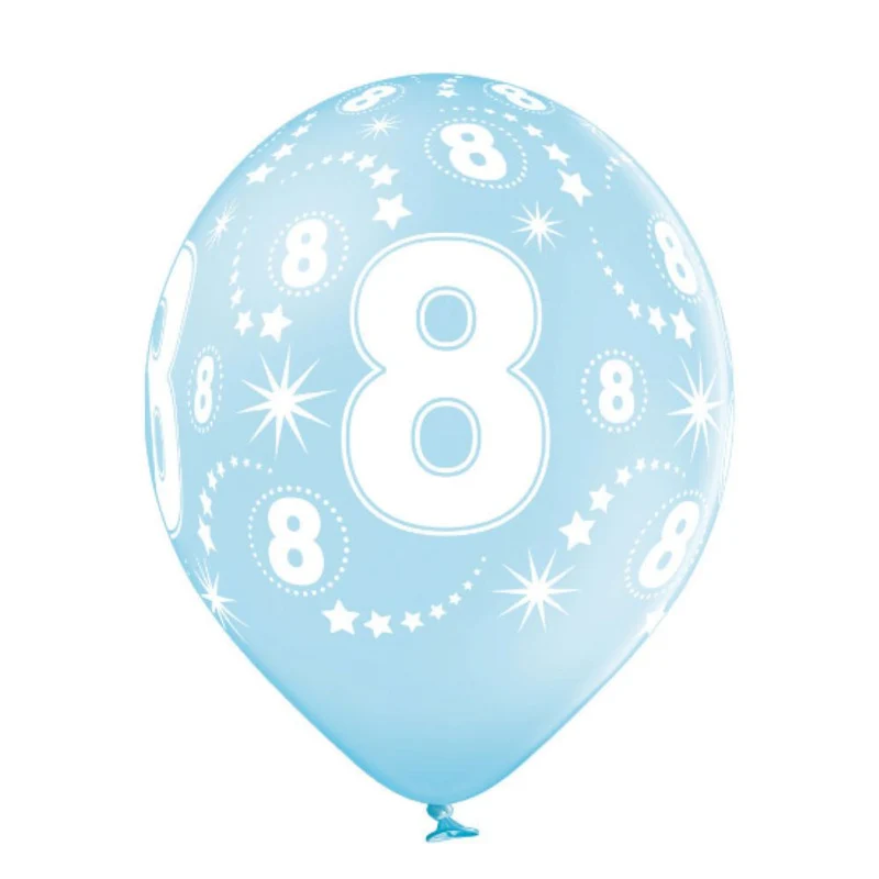 Luftballon Ø30cm Geburtstag #8 | 6 Stk. Bunt