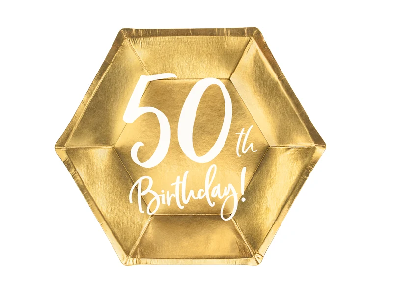 Pappteller Happy Birthday #50| Ø20cm/6Stk. Gold