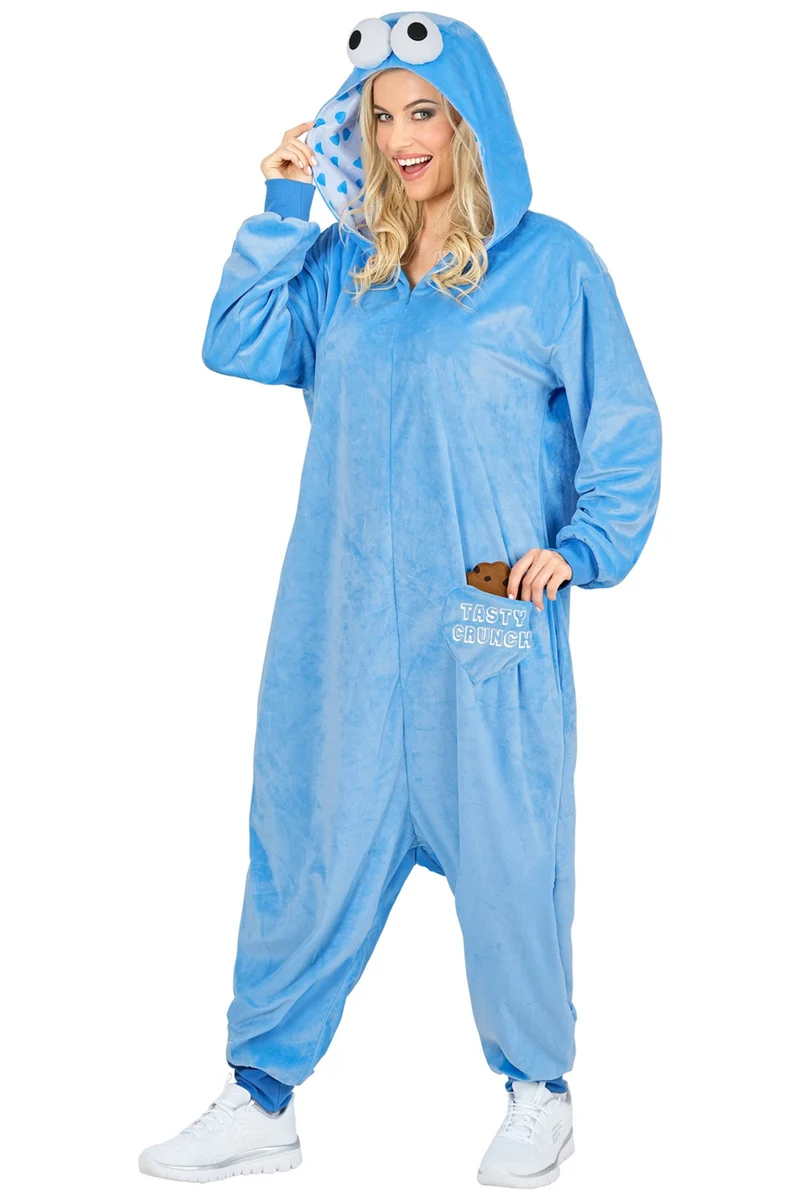 Tierkostüm "Cookie Monster" für Erwachsene | Overall Hellblau