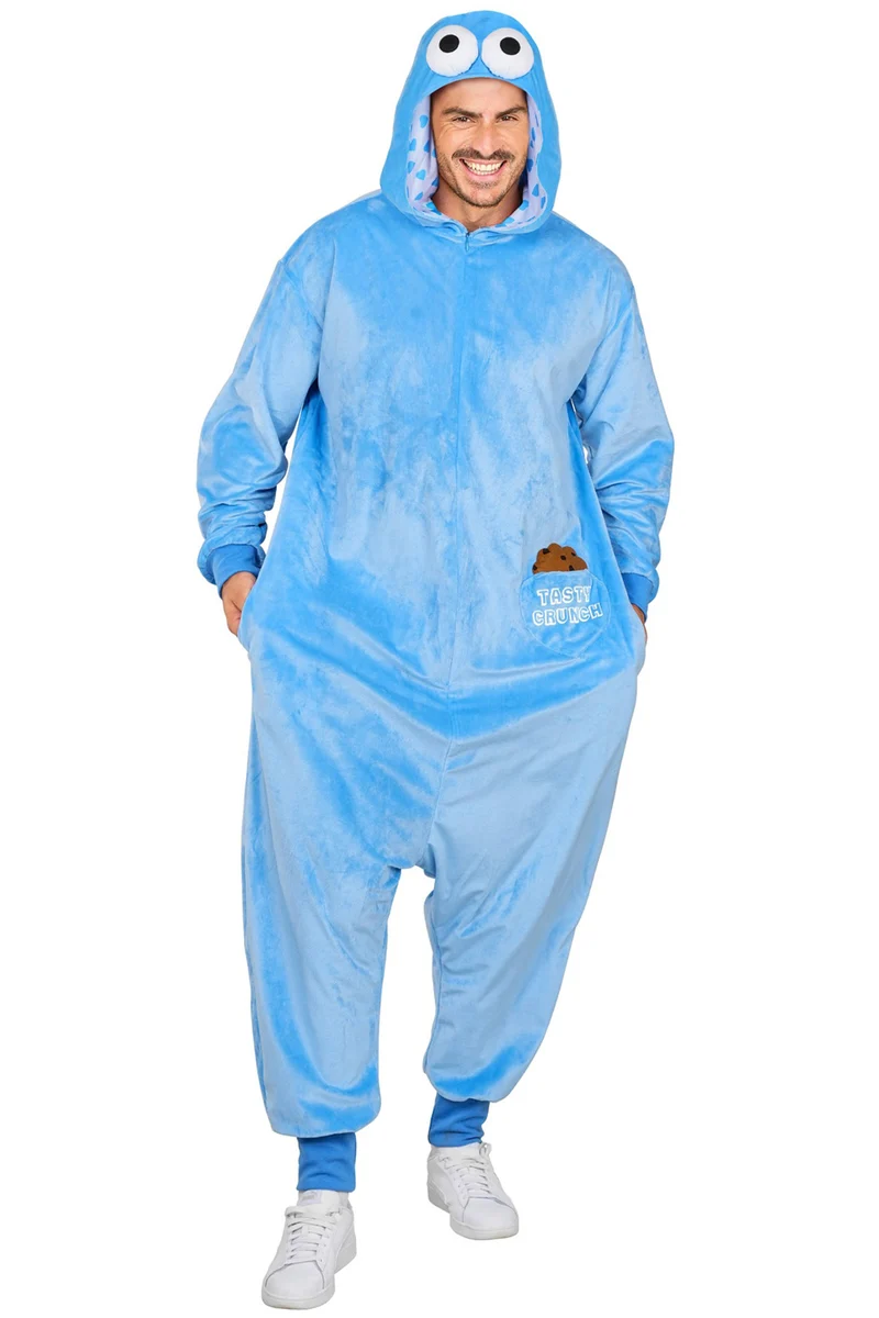 Tierkostüm "Cookie Monster" für Erwachsene | Overall Hellblau
