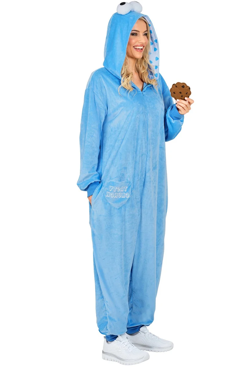 Tierkostüm "Cookie Monster" für Erwachsene | Overall Hellblau