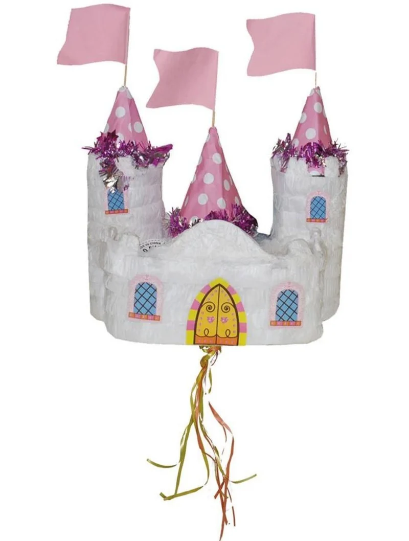 Pinata "Prinzessin Märchen Schloss" Weiß/Rosa | 30x17x35cm