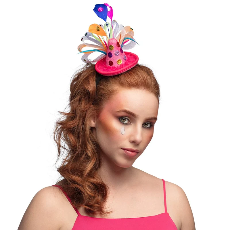 Diadem "Giggles" Haarreif mit Mini Clownshut | Bunt