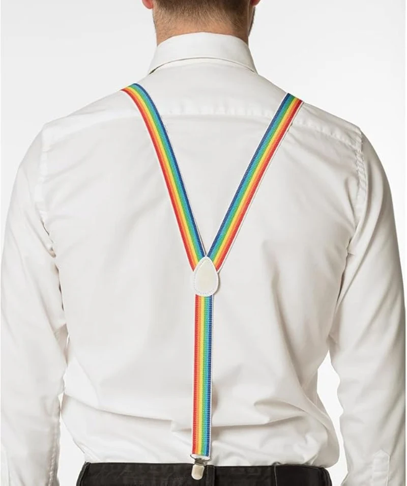 Partyset Hosenträger, Brille und Fliege | Regenbogen