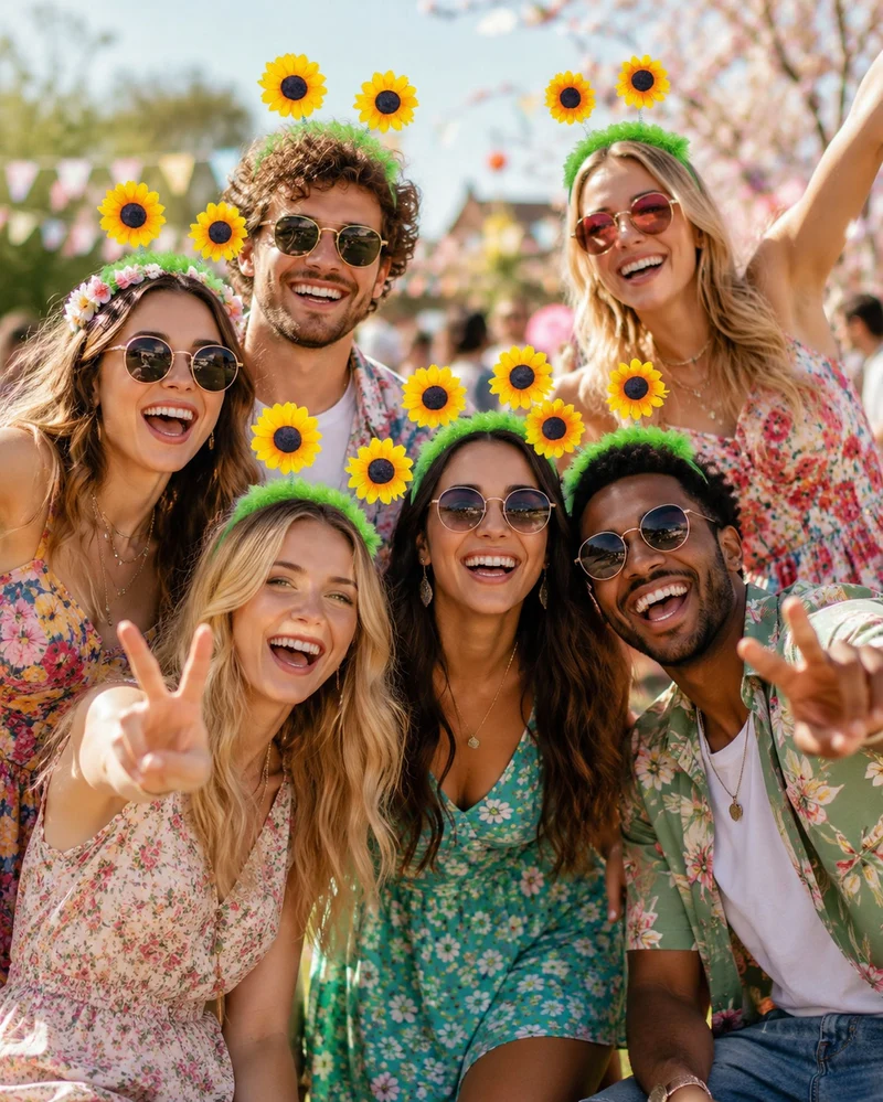 Haarreif mit Sonnenblumen | Zubehör Gärtner Clown Kostüm