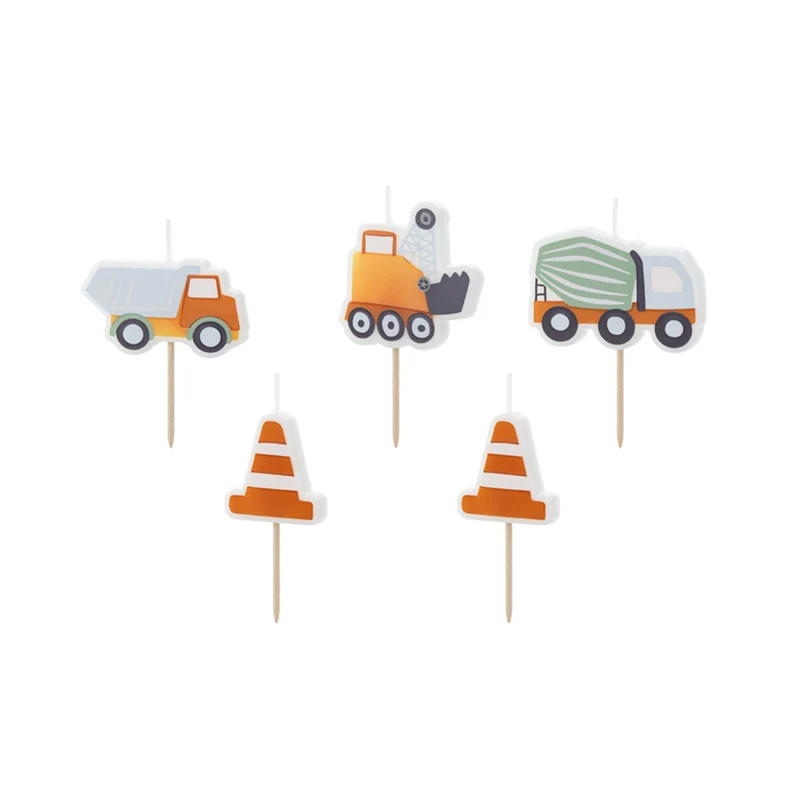Geburtstagskerzen Straßenarbeiten | 3-4.5 cm - 5 Stk.