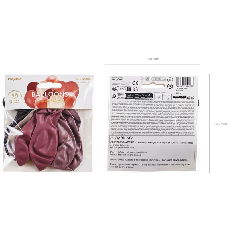 Luftballon Ø30cm Set | 10 Stk. Rosa/Pflaume/Alabaster/Roségold Mix