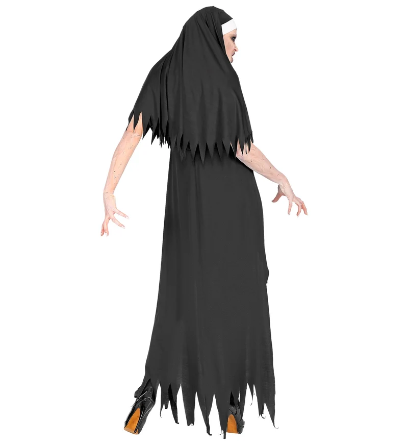 Horror Nonne Halloween Kostüm für Damen | Schwarz