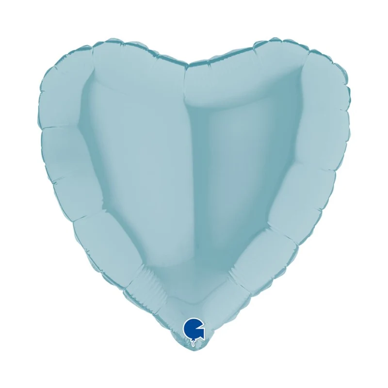 18"/Ø46cm Herz Folienballon Uni | Hellblau Pastell