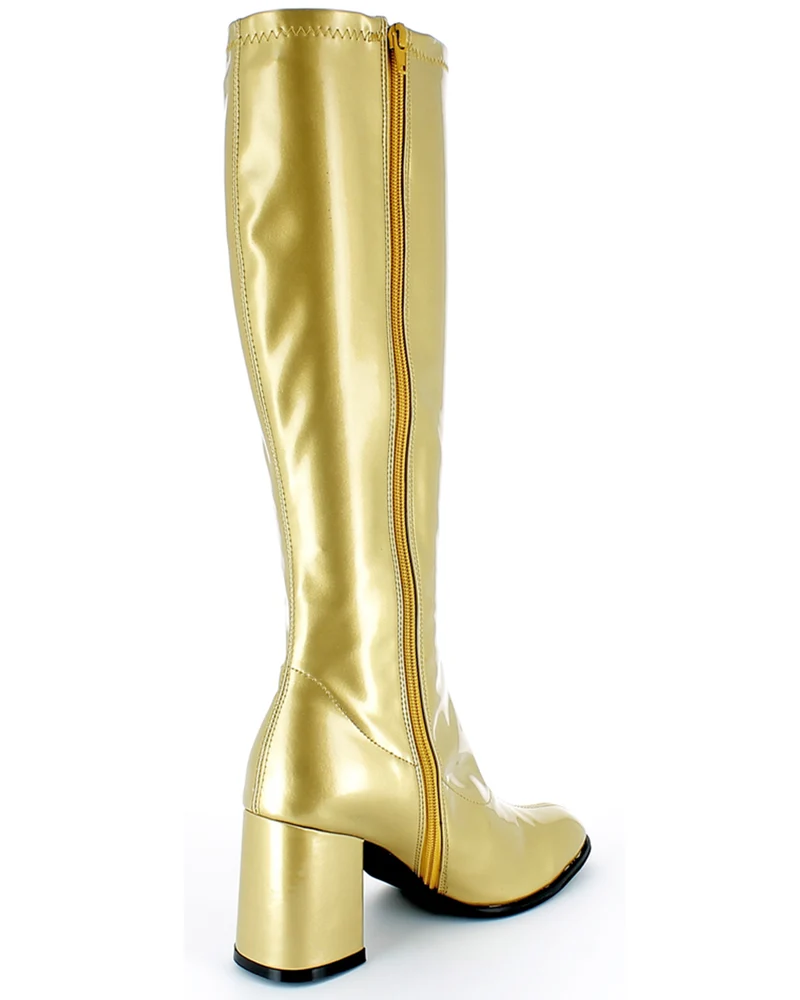 Gogo Damen Retro Lackstiefel mit schmalem Schaft | Gold