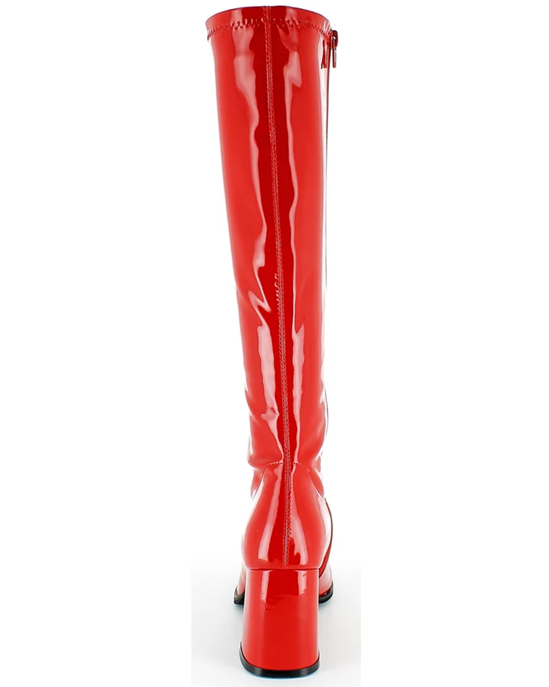 Gogo Damen Retro Lackstiefel mit schmalem Schaft | Rot