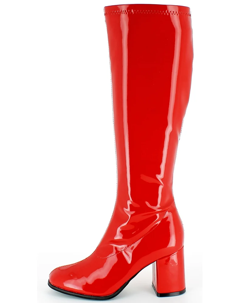 Gogo Damen Retro Lackstiefel mit schmalem Schaft | Rot