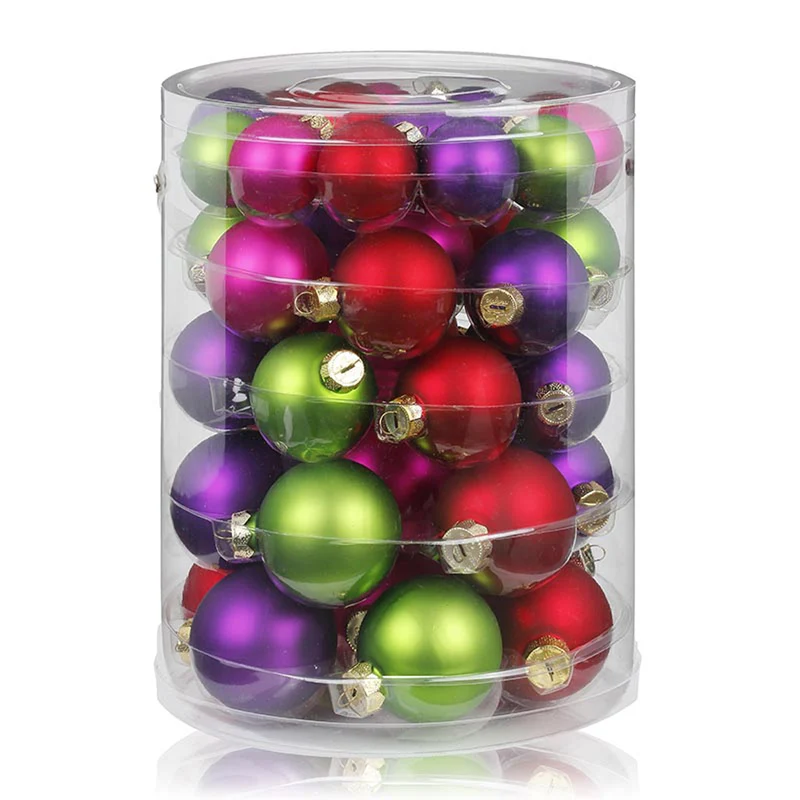 Weihnachtskugeln Happy Xmas | Ø 4+5+6 cm | 44 Stück | Glas | Bunte Christbaumkugeln